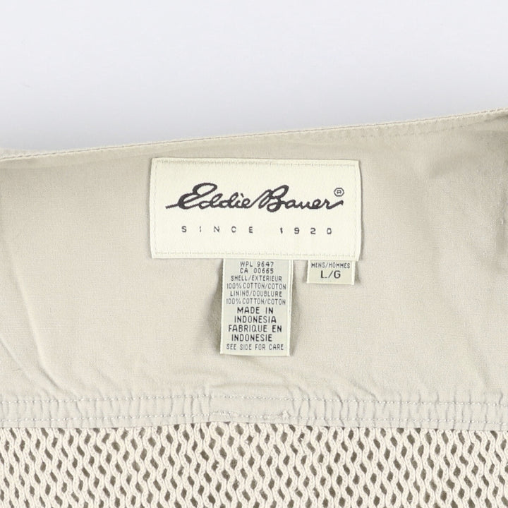 Eddie Bauer Hunting Vest, Men's Size L cotton Beige type Vintage Second Hand