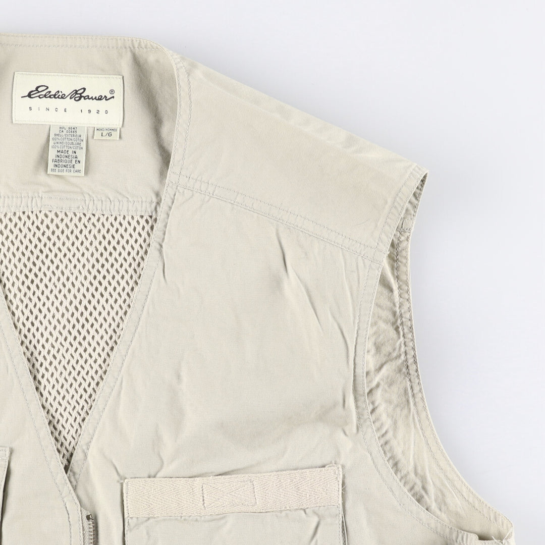Eddie Bauer Hunting Vest, Men's Size L cotton Beige type Vintage Second Hand