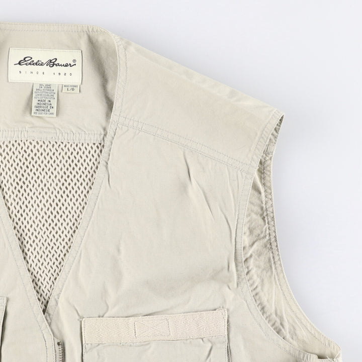 Eddie Bauer Hunting Vest, Men's Size L cotton Beige type Vintage Second Hand