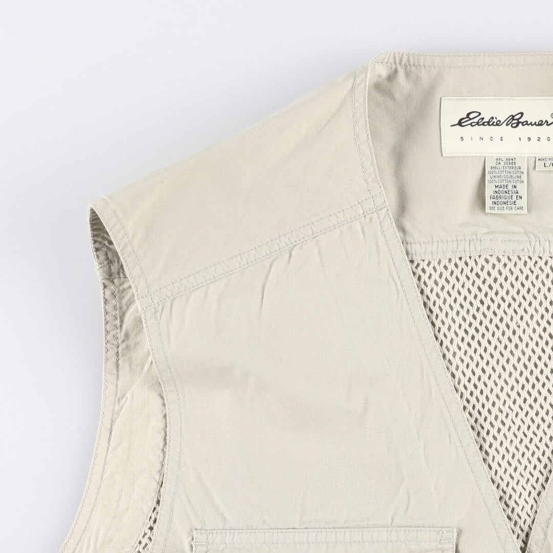 Eddie Bauer Hunting Vest, Men's Size L cotton Beige type Vintage Second Hand