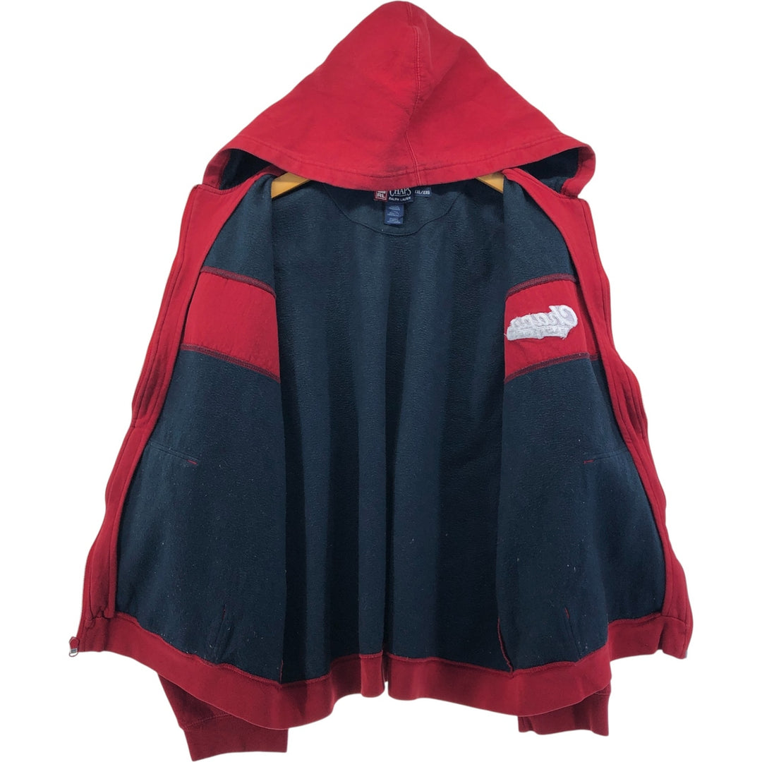 Vintage 90'S Ralph Lauren Chaps full-zip sweatshirt hoodie, size XXL, men's cotton red type Vintage Second Hand