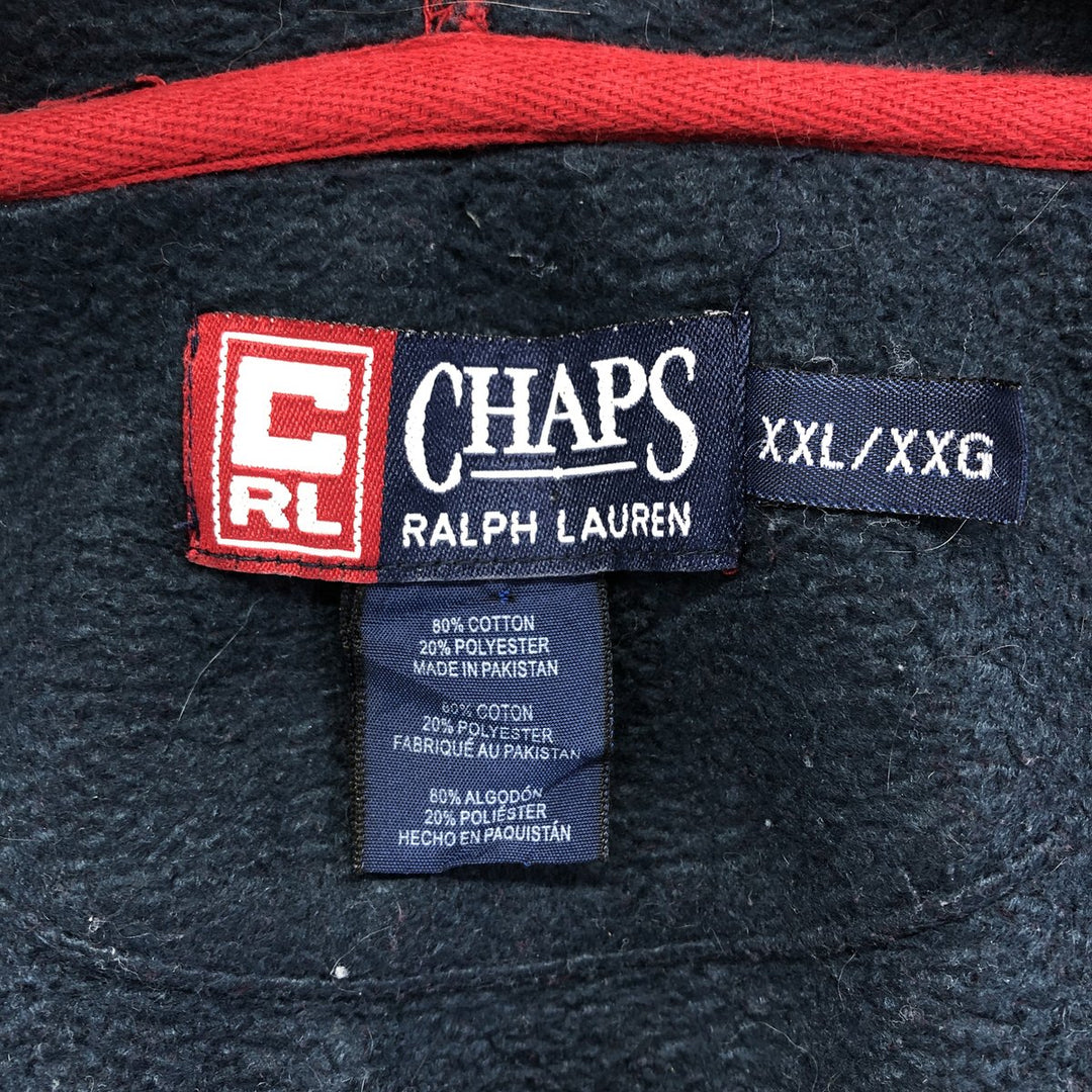 Vintage 90'S Ralph Lauren Chaps full-zip sweatshirt hoodie, size XXL, men's cotton red type Vintage Second Hand