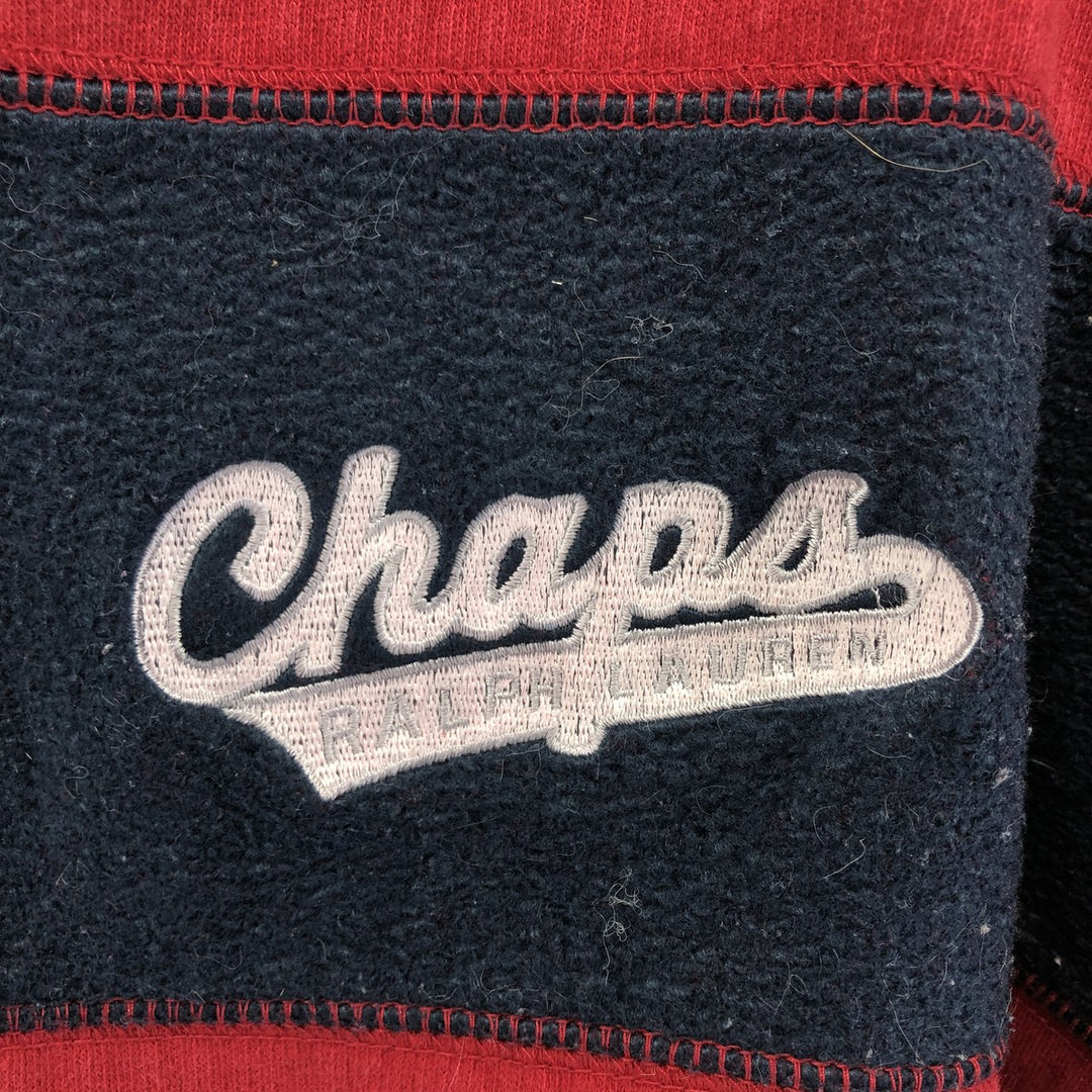 Vintage 90'S Ralph Lauren Chaps full-zip sweatshirt hoodie, size XXL, men's cotton red type Vintage Second Hand