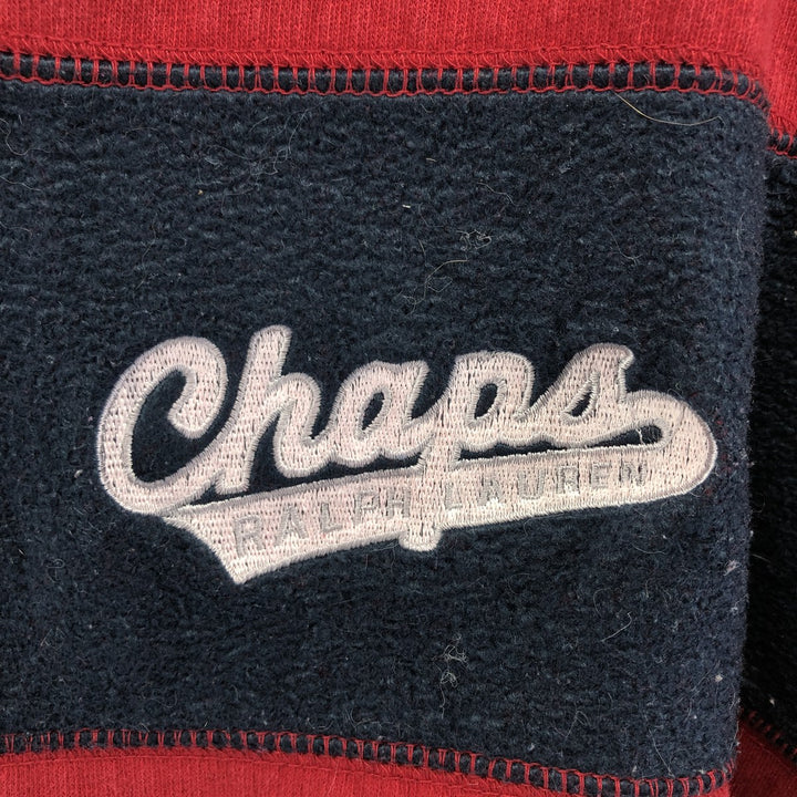 Vintage 90'S Ralph Lauren Chaps full-zip sweatshirt hoodie, size XXL, men's cotton red type Vintage Second Hand