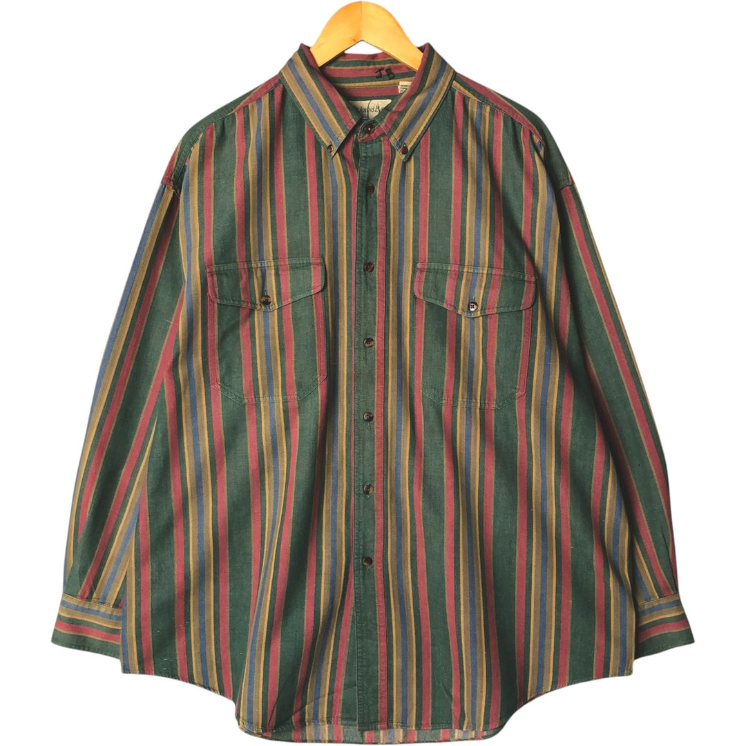 90'S Vintage St. John's Bay Long Sleeve Button-Down Striped Shirt, Men's XL cotton multicolor Vintage Second Hand