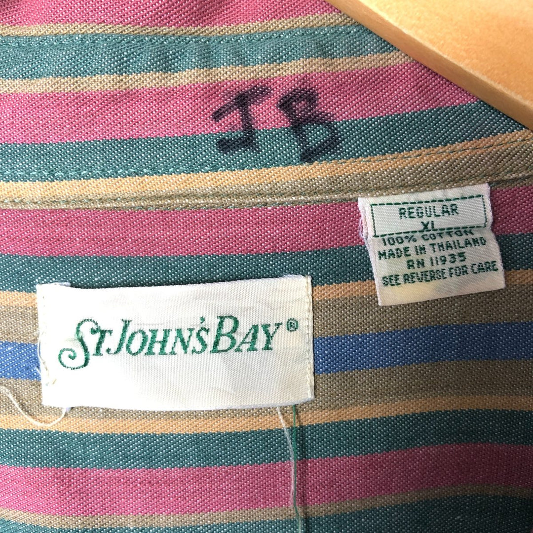 90'S Vintage St. John's Bay Long Sleeve Button-Down Striped Shirt, Men's XL cotton multicolor Vintage Second Hand