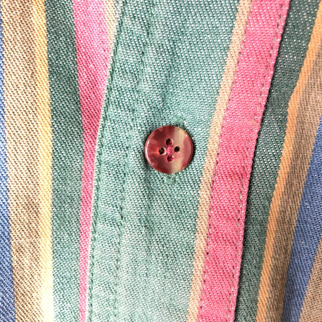 90'S Vintage St. John's Bay Long Sleeve Button-Down Striped Shirt, Men's XL cotton multicolor Vintage Second Hand