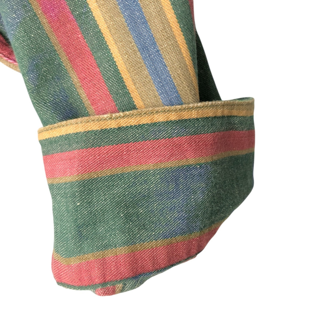 90'S Vintage St. John's Bay Long Sleeve Button-Down Striped Shirt, Men's XL cotton multicolor Vintage Second Hand