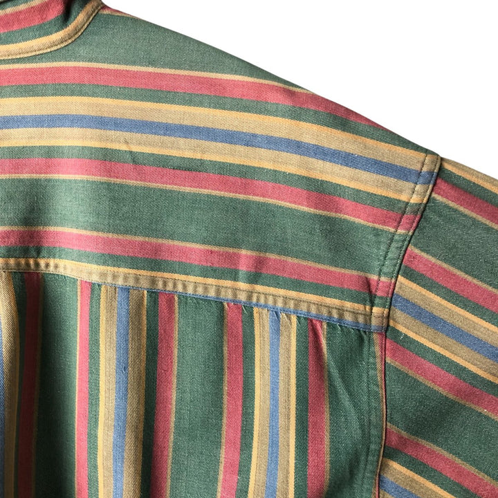 90'S Vintage St. John's Bay Long Sleeve Button-Down Striped Shirt, Men's XL cotton multicolor Vintage Second Hand