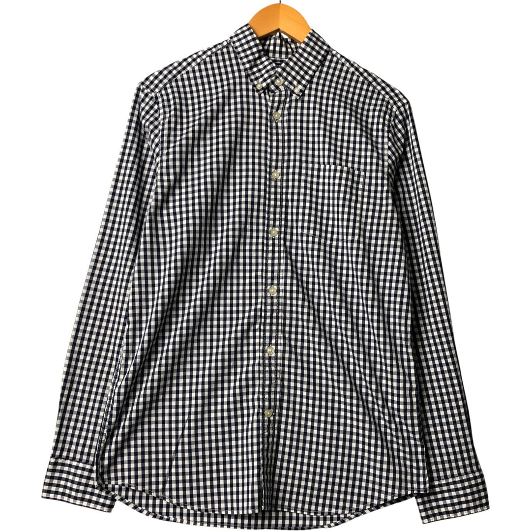 GAP long-sleeved button-down check shirt, men's size M cotton navy blue type Vintage Second Hand