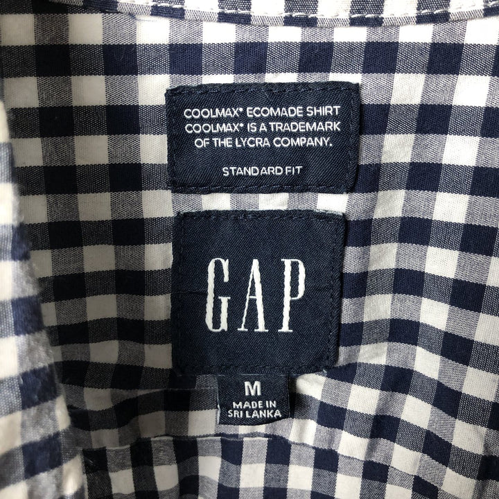 GAP long-sleeved button-down check shirt, men's size M cotton navy blue type Vintage Second Hand