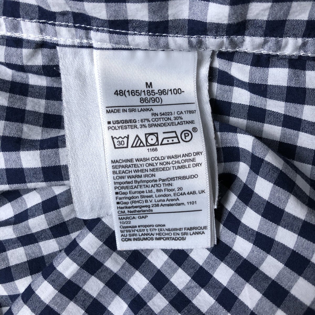 GAP long-sleeved button-down check shirt, men's size M cotton navy blue type Vintage Second Hand