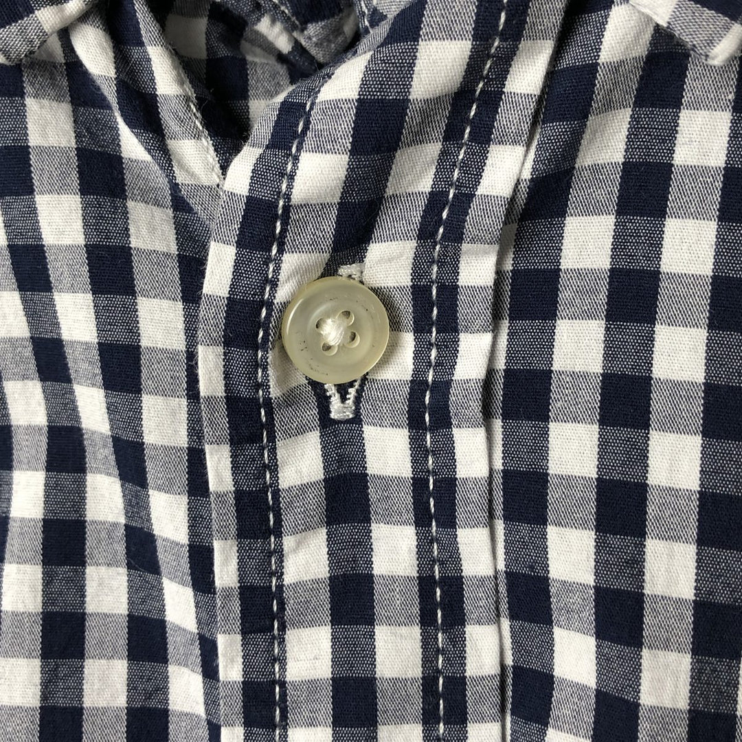 GAP long-sleeved button-down check shirt, men's size M cotton navy blue type Vintage Second Hand