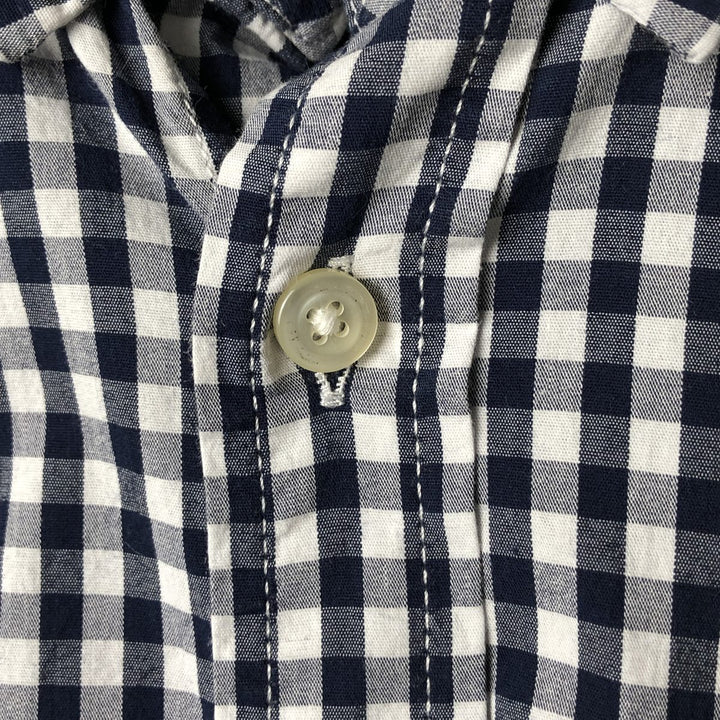 GAP long-sleeved button-down check shirt, men's size M cotton navy blue type Vintage Second Hand