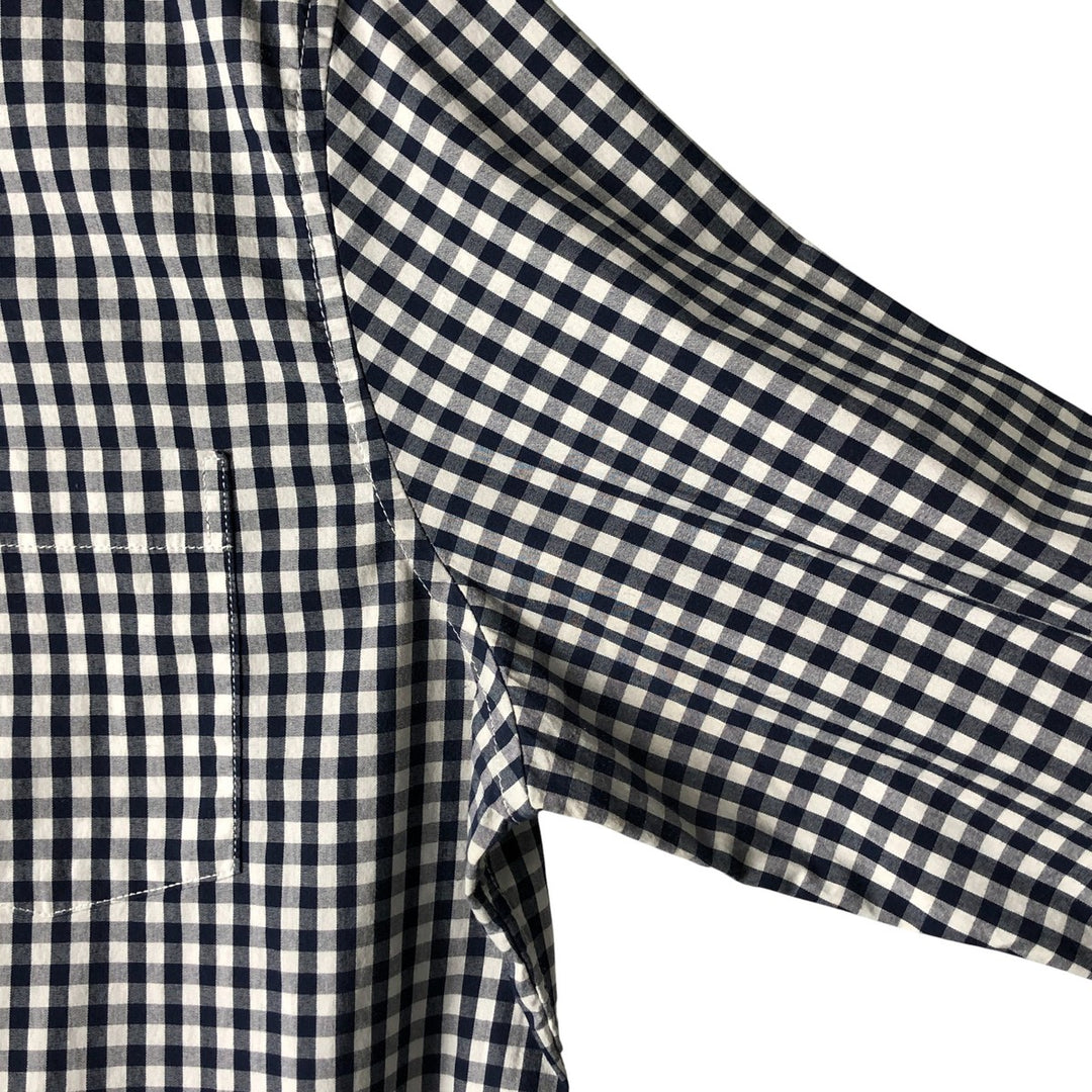 GAP long-sleeved button-down check shirt, men's size M cotton navy blue type Vintage Second Hand