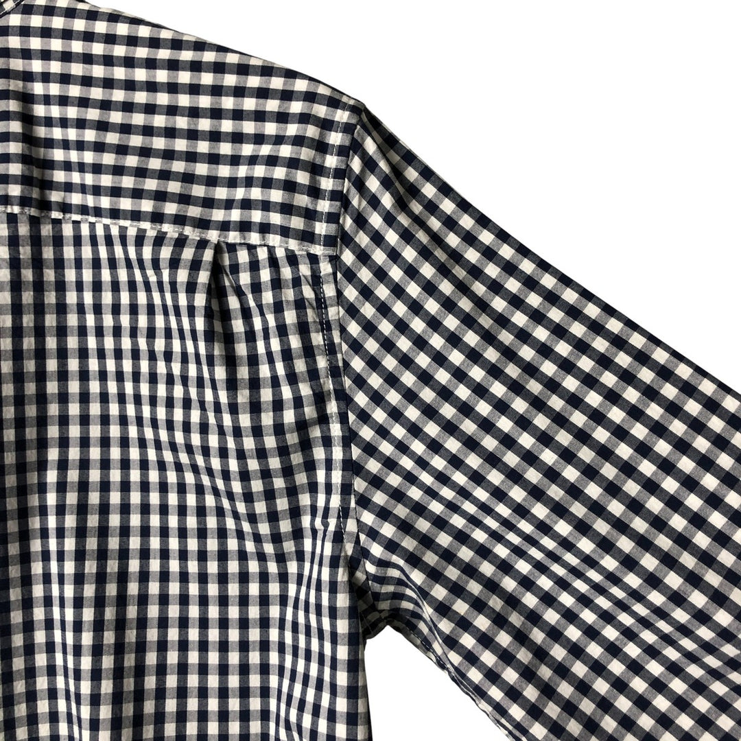 GAP long-sleeved button-down check shirt, men's size M cotton navy blue type Vintage Second Hand