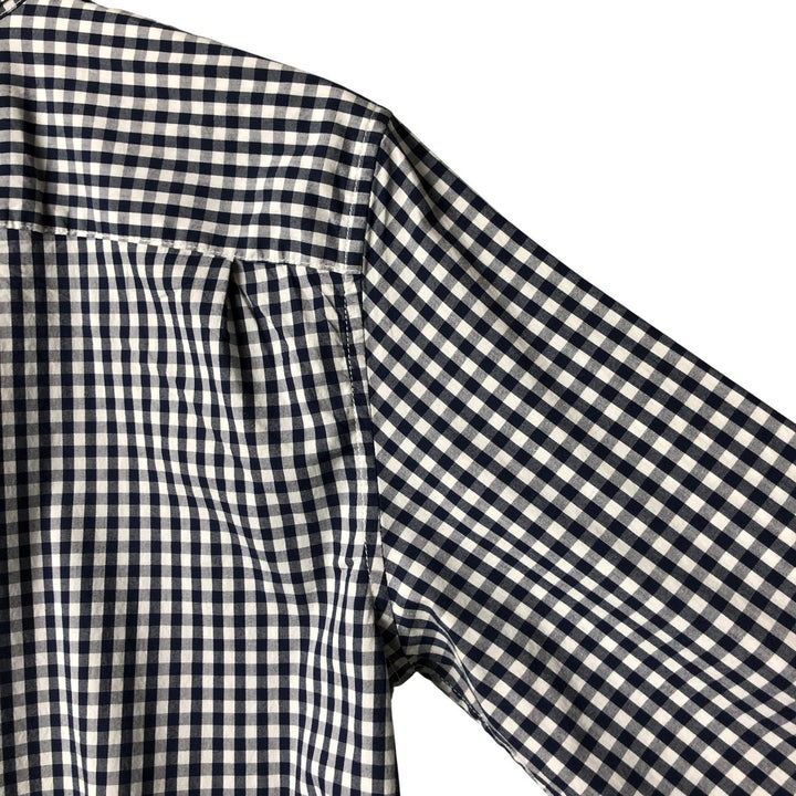 GAP long-sleeved button-down check shirt, men's size M cotton navy blue type Vintage Second Hand