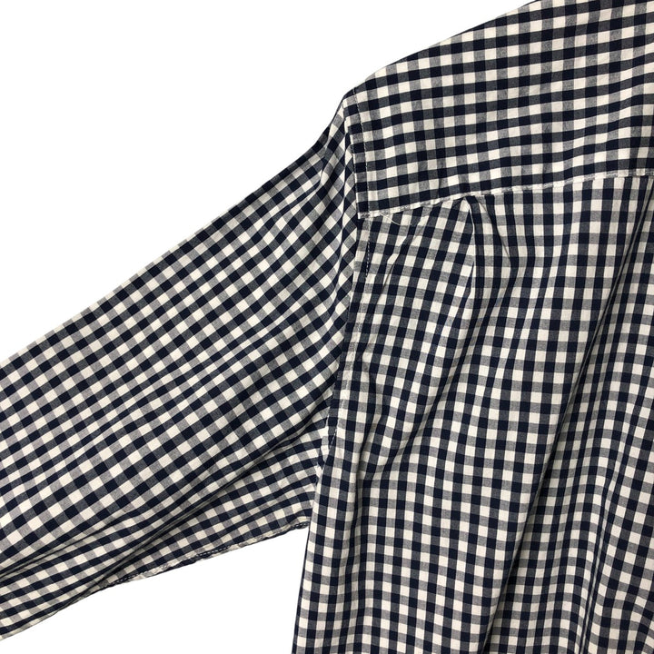 GAP long-sleeved button-down check shirt, men's size M cotton navy blue type Vintage Second Hand