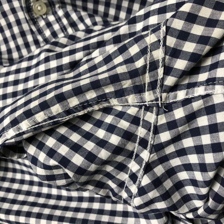 GAP long-sleeved button-down check shirt, men's size M cotton navy blue type Vintage Second Hand