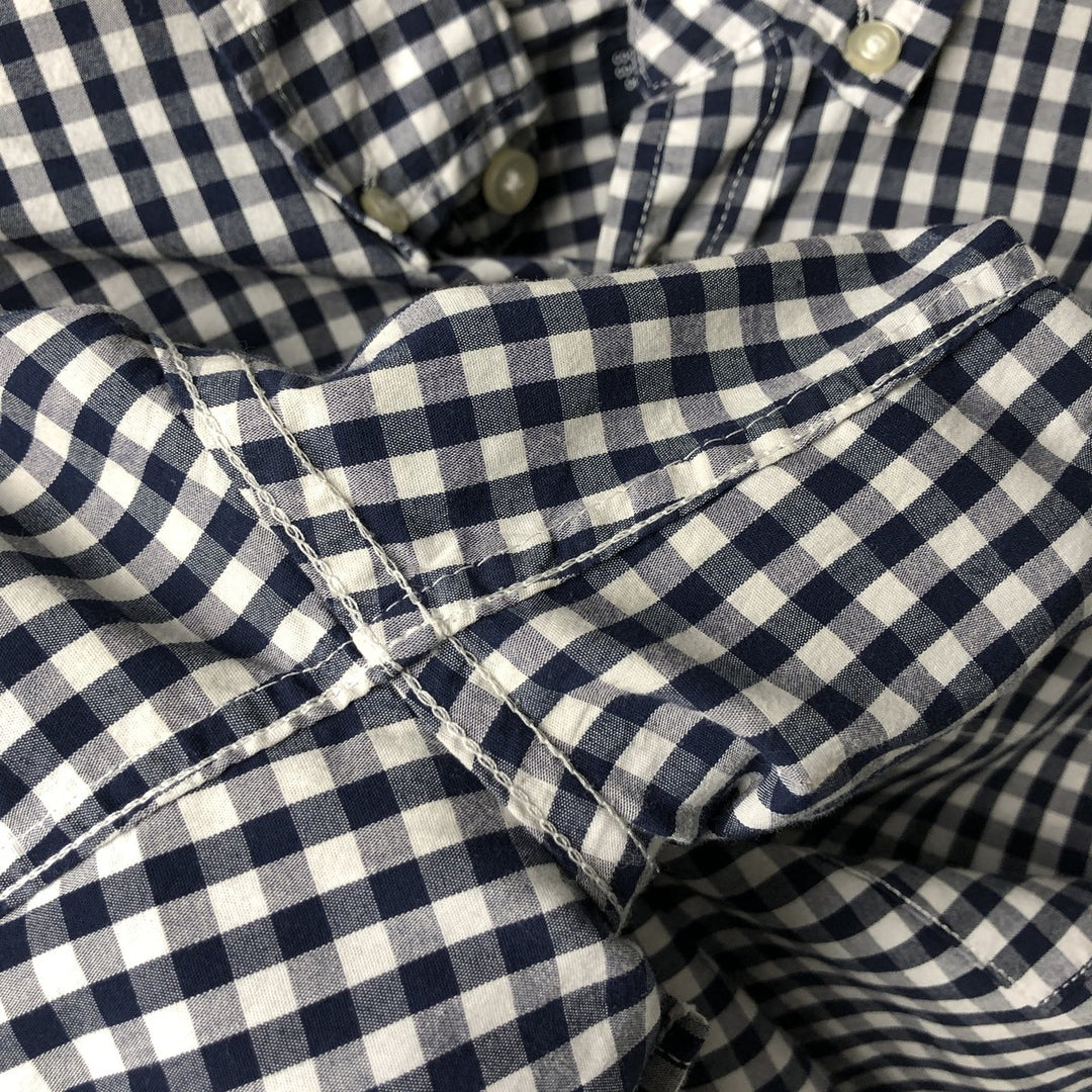 GAP long-sleeved button-down check shirt, men's size M cotton navy blue type Vintage Second Hand