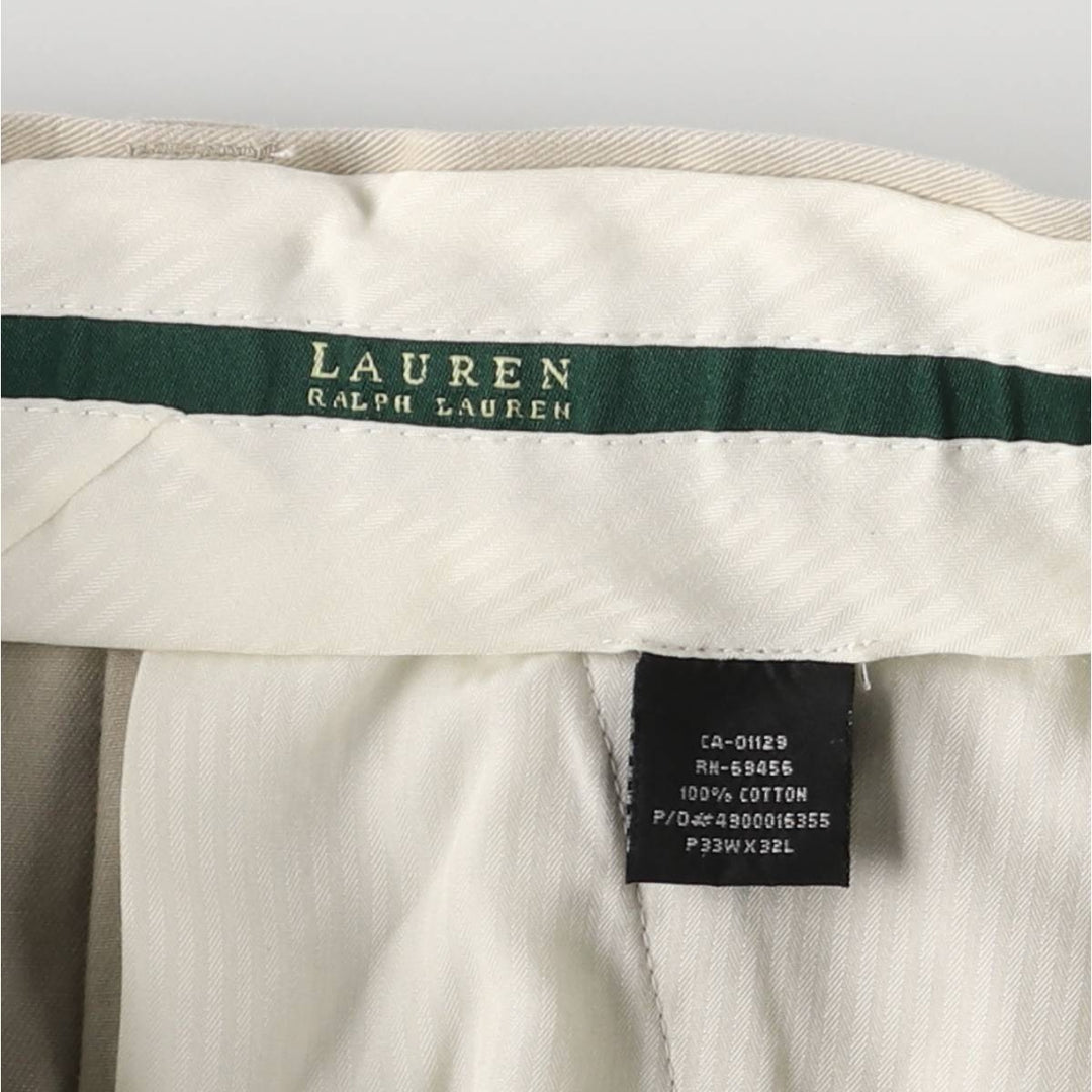 Ralph Lauren LAUREN Two-pleat Chino Pants, Women's XL (W33) cotton Beige type Vintage Second Hand