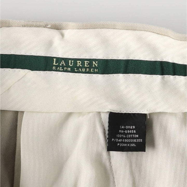 Ralph Lauren LAUREN Two-pleat Chino Pants, Women's XL (W33) cotton Beige type Vintage Second Hand
