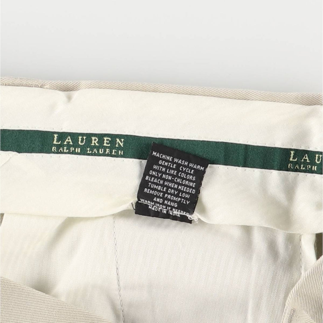 Ralph Lauren LAUREN Two-pleat Chino Pants, Women's XL (W33) cotton Beige type Vintage Second Hand