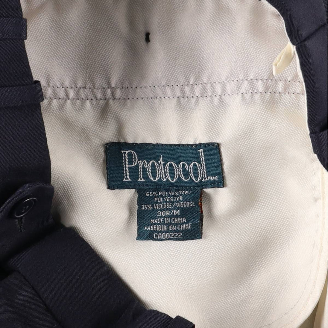 Protocol Two-pleat Slacks, Women's Size L (W30) polyester navy blue type Vintage Second Hand