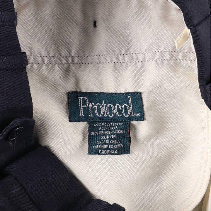 Protocol Two-pleat Slacks, Women's Size L (W30) polyester navy blue type Vintage Second Hand