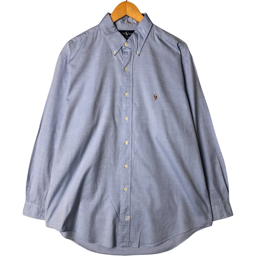 Ralph Lauren YARMOUTH long sleeve button down shirt, men's size L cotton Blue type light blue Vintage Second Hand