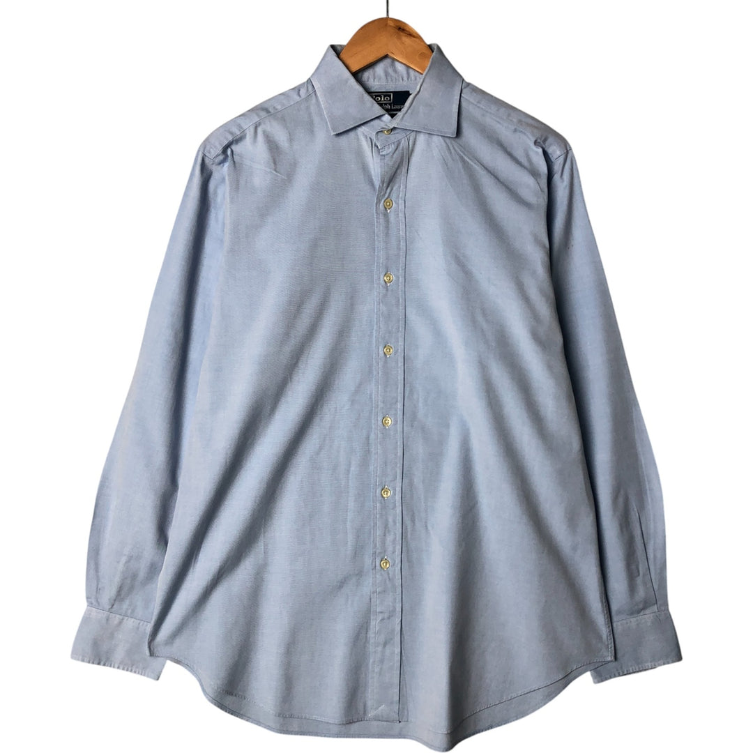 Ralph Lauren POLO by Ralph Lauren REGENT Wide collar long sleeve cotton shirt Men's L size cotton Blue type light blue Vintage Second Hand