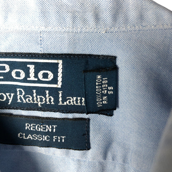 Ralph Lauren POLO by Ralph Lauren REGENT Wide collar long sleeve cotton shirt Men's L size cotton Blue type light blue Vintage Second Hand