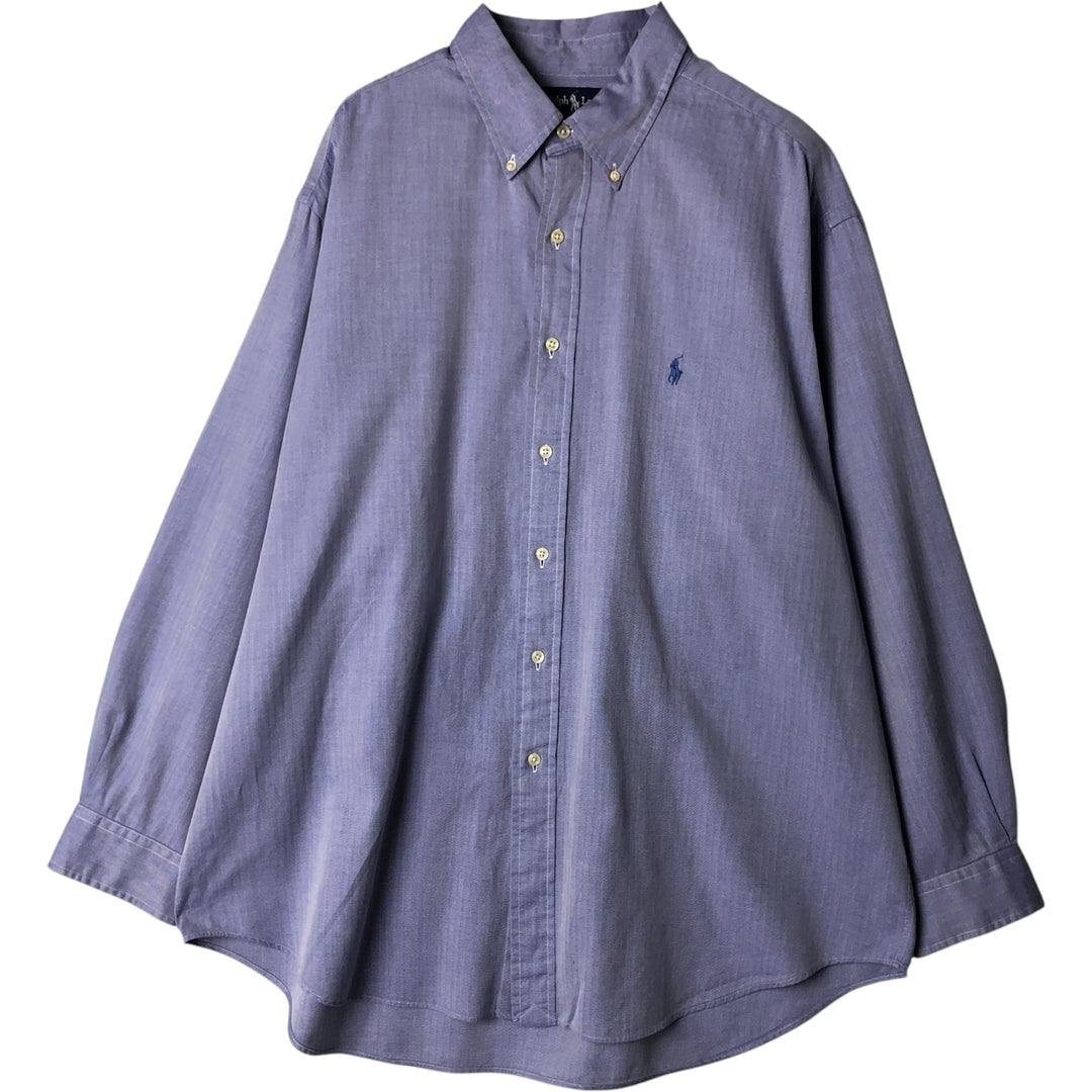 Ralph Lauren YARMOUTH Herringbone Long Sleeve Button Down Shirt Men's XL cotton blue type Vintage Second Hand