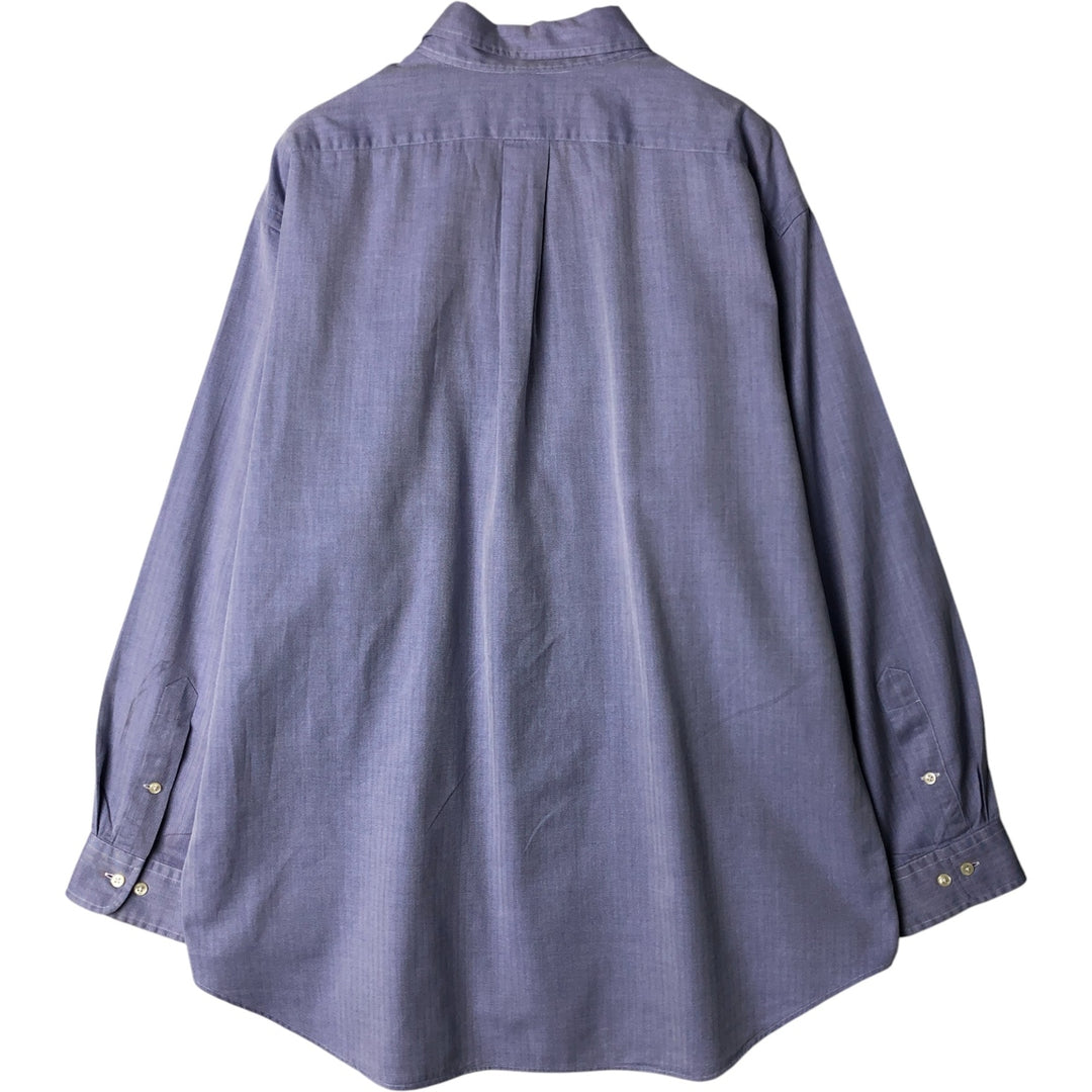 Ralph Lauren YARMOUTH Herringbone Long Sleeve Button Down Shirt Men's XL cotton blue type Vintage Second Hand
