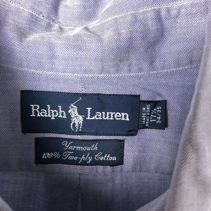 Ralph Lauren YARMOUTH Herringbone Long Sleeve Button Down Shirt Men's XL cotton blue type Vintage Second Hand