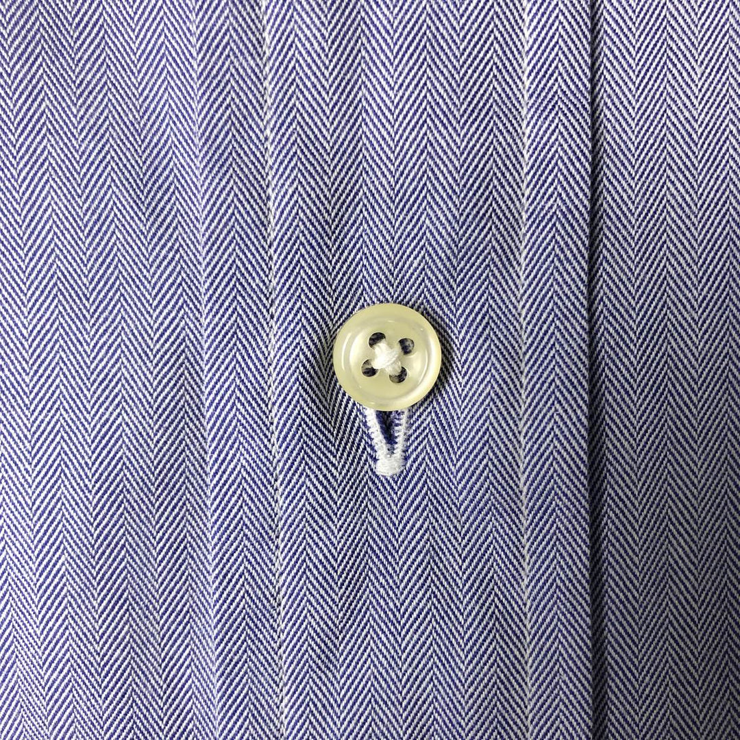 Ralph Lauren YARMOUTH Herringbone Long Sleeve Button Down Shirt Men's XL cotton blue type Vintage Second Hand