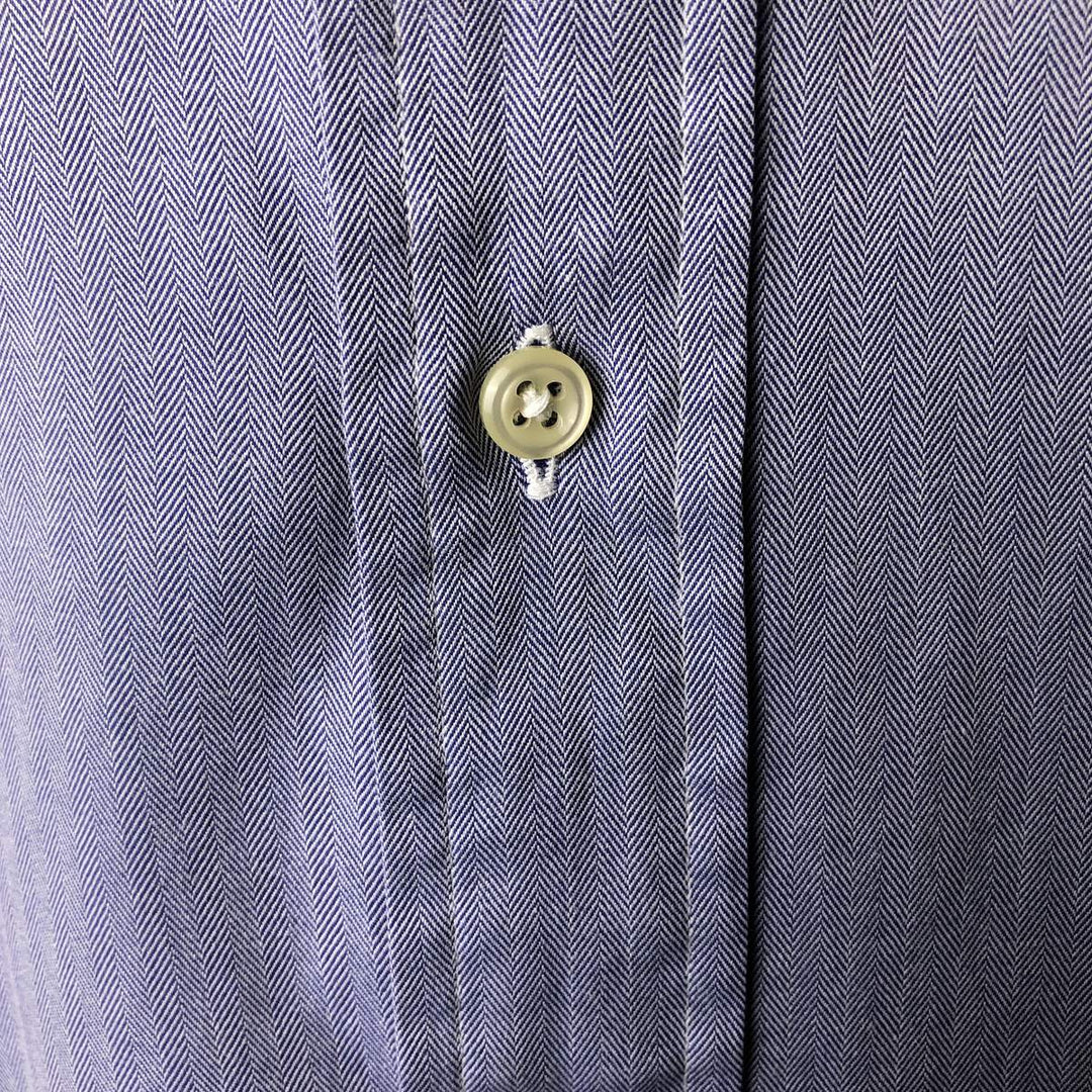 Ralph Lauren YARMOUTH Herringbone Long Sleeve Button Down Shirt Men's XL cotton blue type Vintage Second Hand