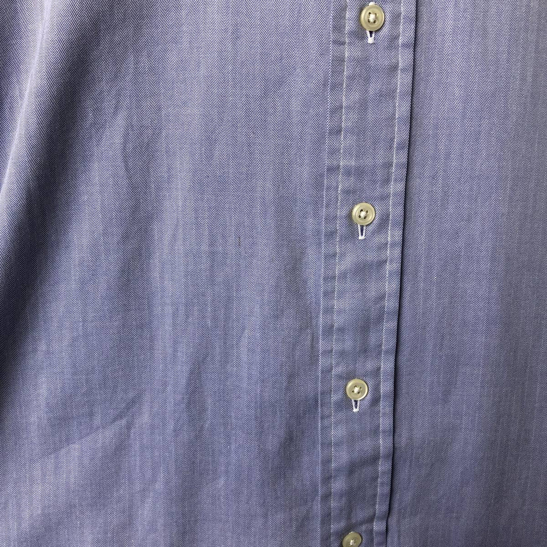 Ralph Lauren YARMOUTH Herringbone Long Sleeve Button Down Shirt Men's XL cotton blue type Vintage Second Hand