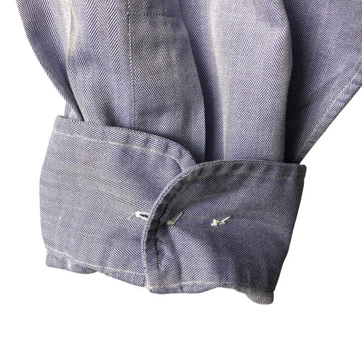 Ralph Lauren YARMOUTH Herringbone Long Sleeve Button Down Shirt Men's XL cotton blue type Vintage Second Hand