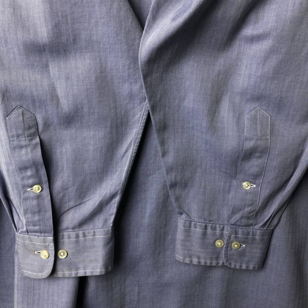 Ralph Lauren YARMOUTH Herringbone Long Sleeve Button Down Shirt Men's XL cotton blue type Vintage Second Hand