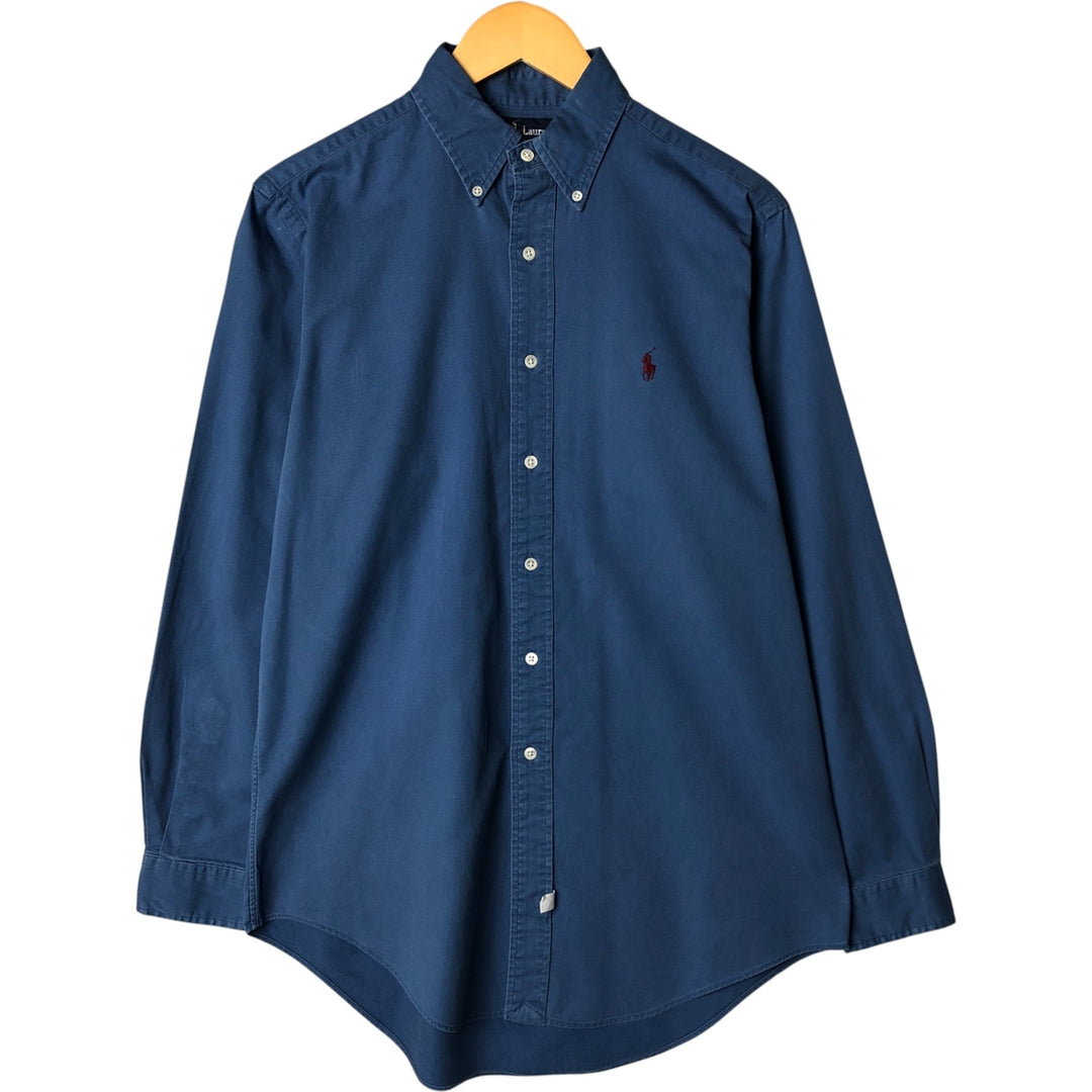 Ralph Lauren long sleeve button down shirt, men's size M cotton blue type Vintage Second Hand