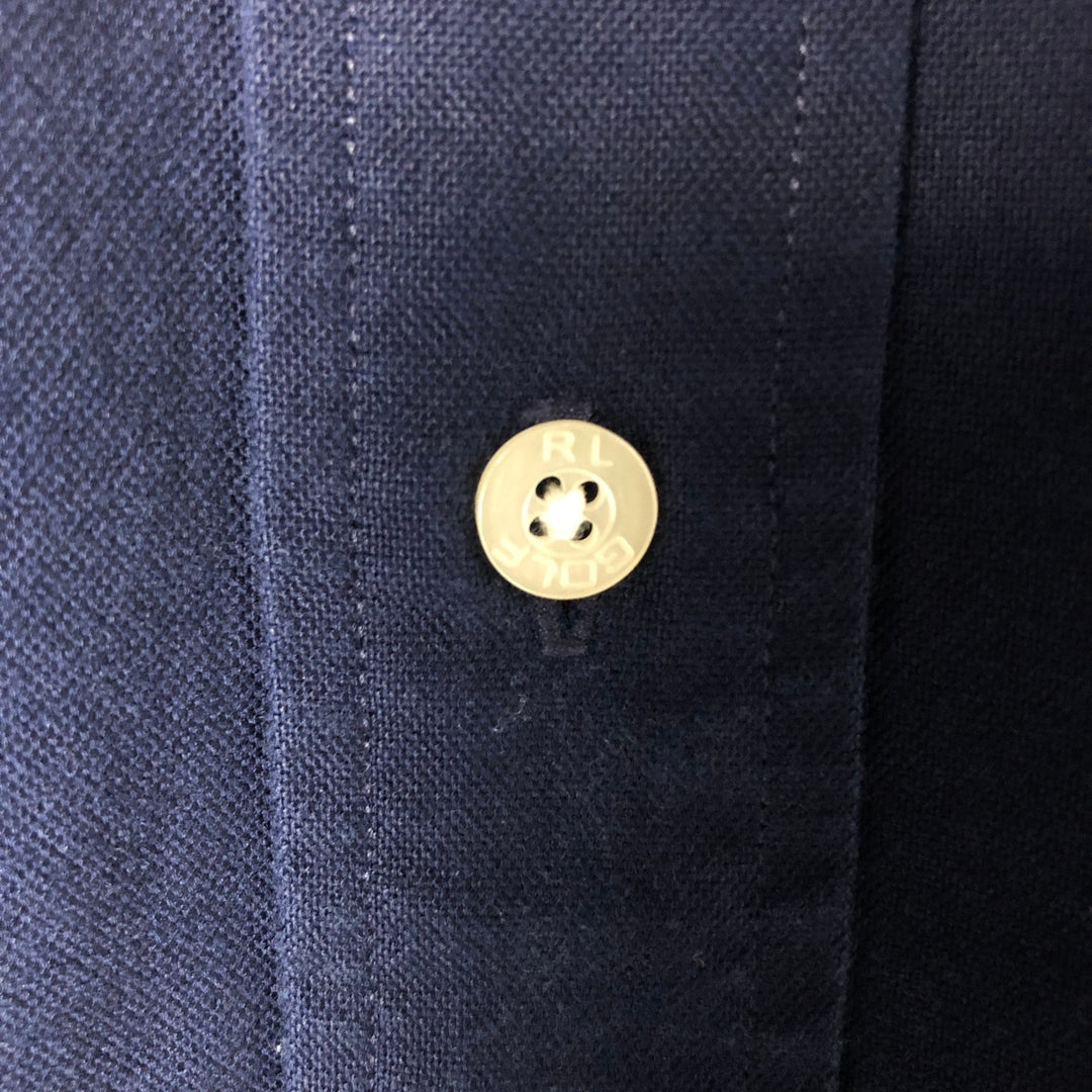 Ralph Lauren Golf Tilden long-sleeved button-down shirt, men's size M cotton navy blue type Vintage Second Hand