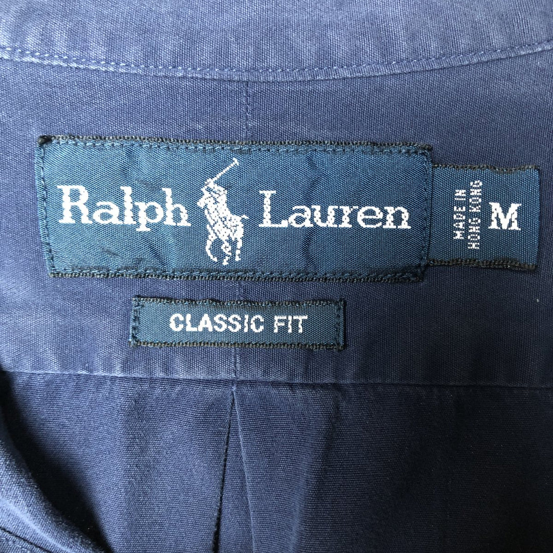 Ralph Lauren Classic Fit long sleeve button down shirt, men's size M cotton Navy blue Vintage Second Hand