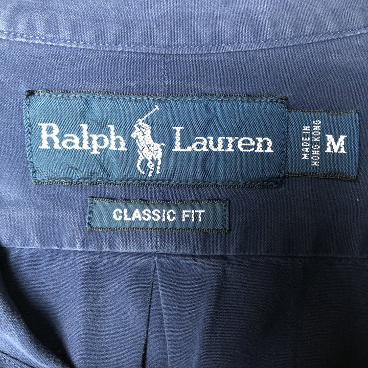 Ralph Lauren Classic Fit long sleeve button down shirt, men's size M cotton Navy blue Vintage Second Hand