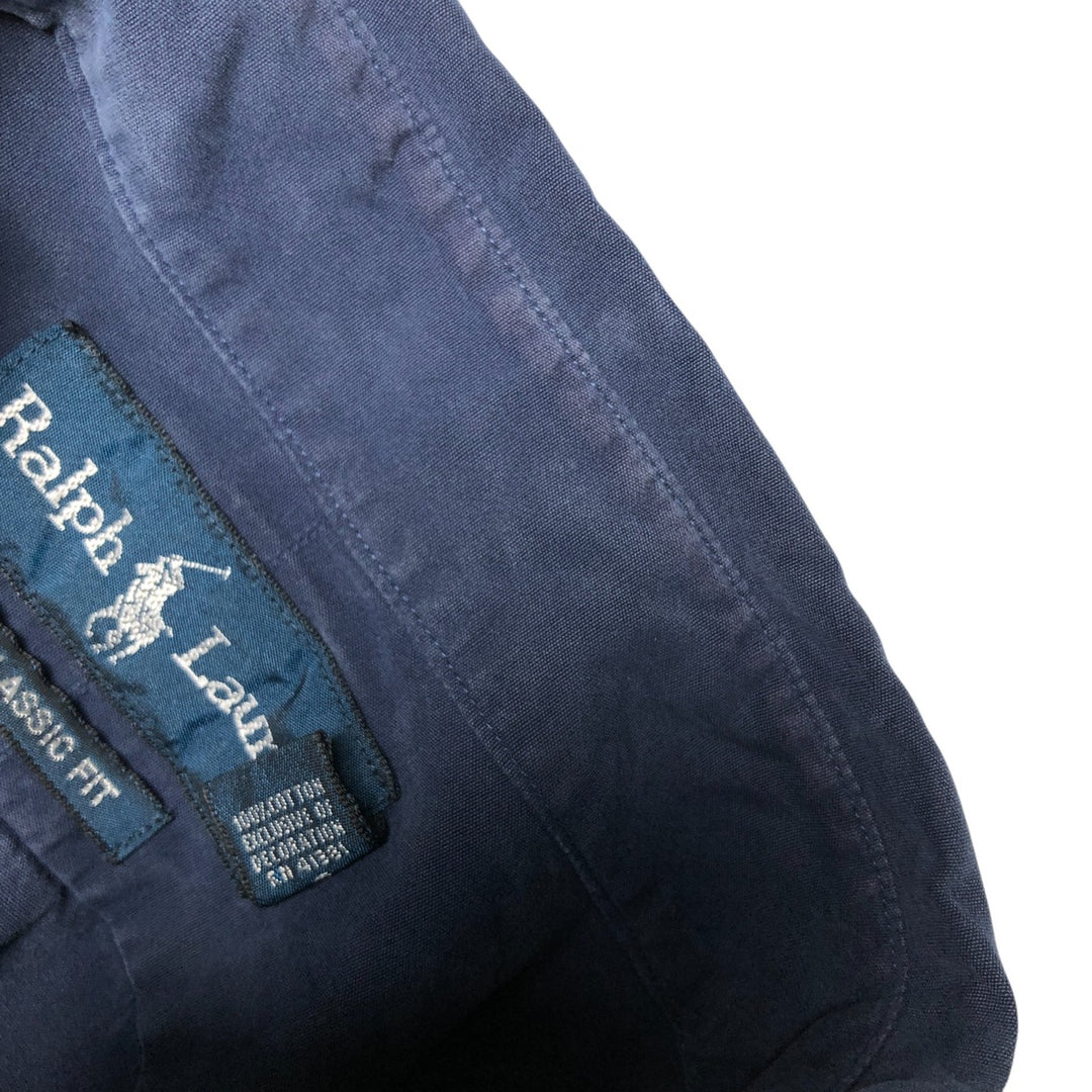 Ralph Lauren Classic Fit long sleeve button down shirt, men's size M cotton Navy blue Vintage Second Hand