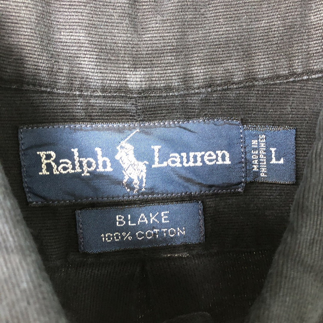 Ralph Lauren BLAKE long sleeve button down shirt, men's size L cotton black type Vintage Second Hand