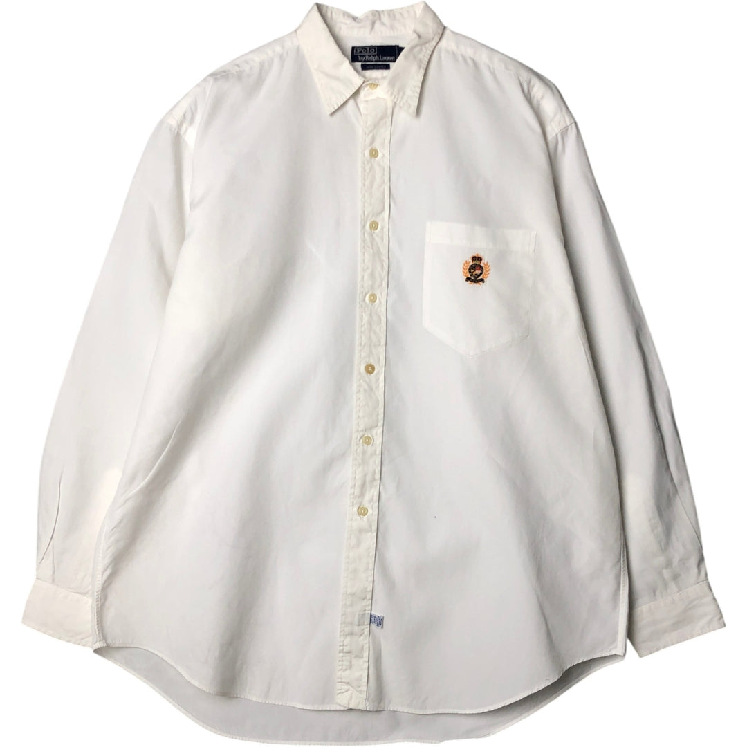Ralph Lauren POLO by Ralph Lauren long sleeve cotton shirt, men's XL size cotton white type Vintage Second Hand