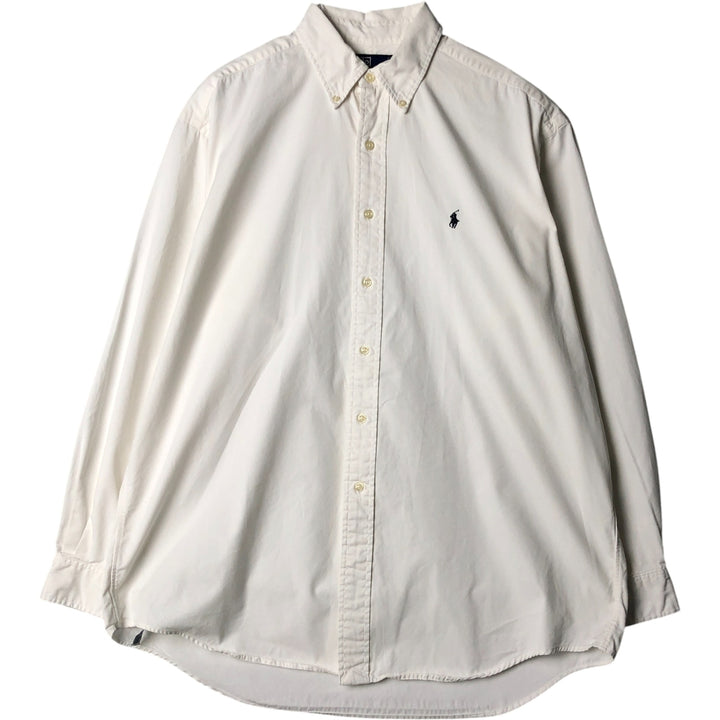 Ralph Lauren POLO by Ralph Lauren long-sleeved button-down shirt, made in Canada, men's size L cotton white type Vintage Second Hand