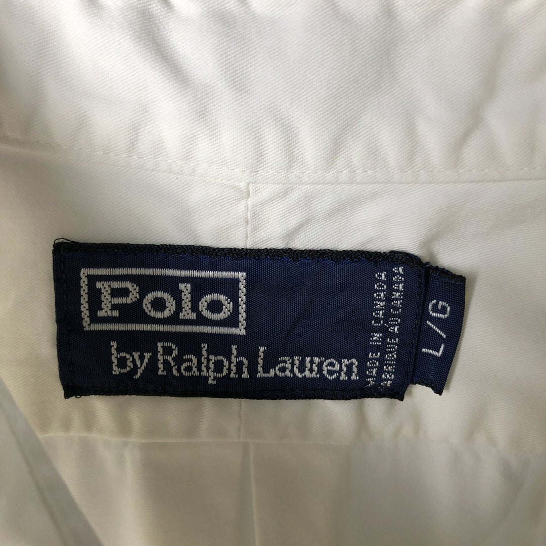 Ralph Lauren POLO by Ralph Lauren long-sleeved button-down shirt, made in Canada, men's size L cotton white type Vintage Second Hand