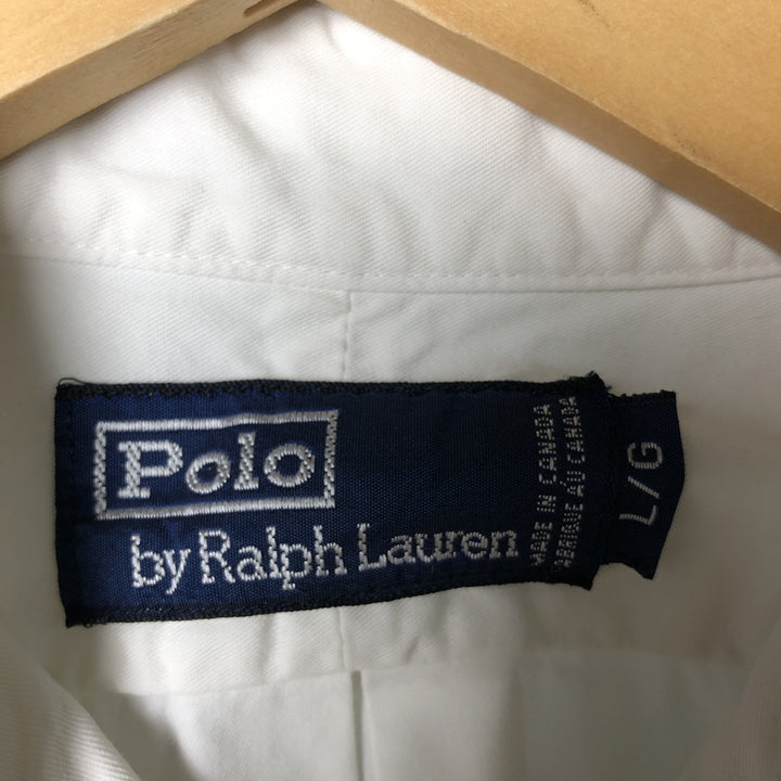 Ralph Lauren POLO by Ralph Lauren long-sleeved button-down shirt, made in Canada, men's size L cotton white type Vintage Second Hand